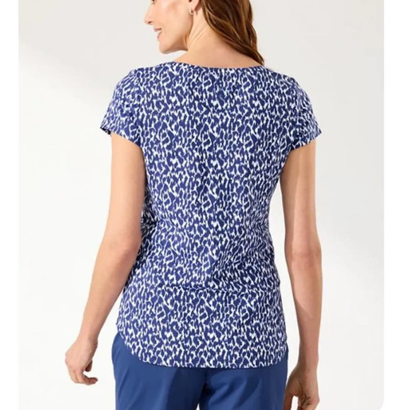 Tommy Bahama Aubrey Chic Cheetah Island zone Top Blue Summer UPF 30 Size M - Picture 2 of 14